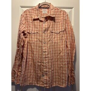 Levis Modern Plaid Western Shirt Mens Size Large Long Sleeve Pearl Snap Vintage